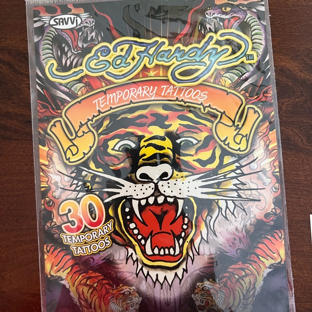Vintage Ed Hardy Temporary Tattoos Panther Tiger Dead Alive Shark Dragon Dog - Picture 2 of 7
